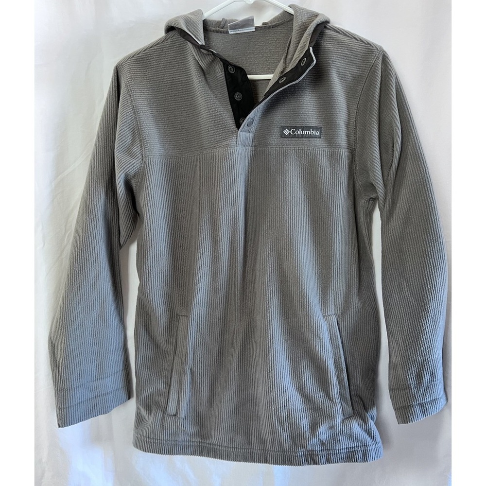 Columbia Hoodie Mens Sz XS Gray Steens‎ Mountain Henley Snap Pullover